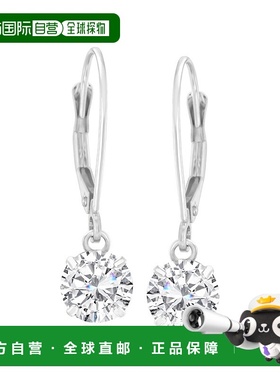 自营 Ross-Simons CZ 14kt 白金吊式耳环 - 白色 美国奥莱直发