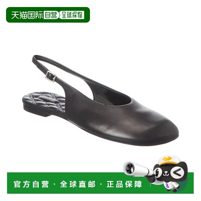 自营Burberry Baby Leather Slingback Flat - black 美国奥莱直