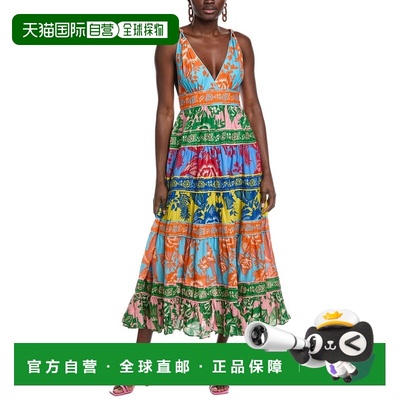 自营FARM Rio Lace Garden Mix Midi Dress - green 美国奥莱直发