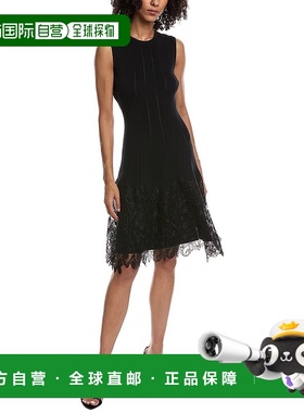 自营Lela Rose Lace Hem A-Line Dress - black 美国奥莱直发