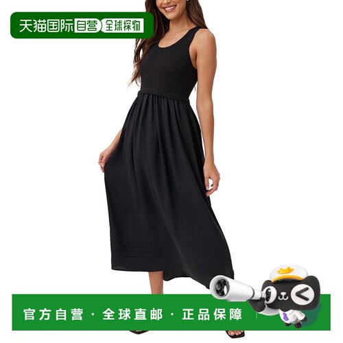 自营Bella Dahl Linen-Blend Midi Dress - black 美国奥莱直发