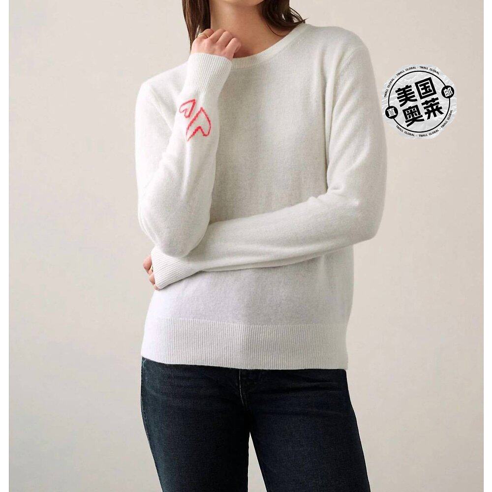 white + warrenCashmere Heart Sleeve Crewneck In Ivory - ivor怎么看?