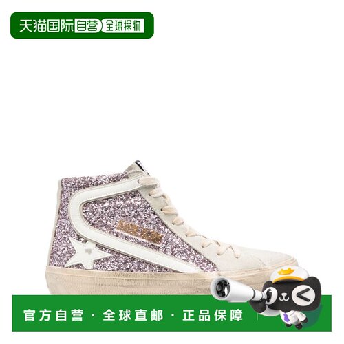 自营golden gooseHigh-Top Sneakers with Glittery Textured Fab