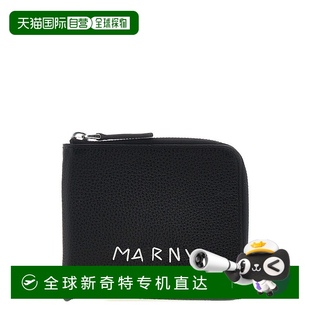 美国奥莱直发 自营 marni带有醒目标志 锤纹皮革钱包 黑色