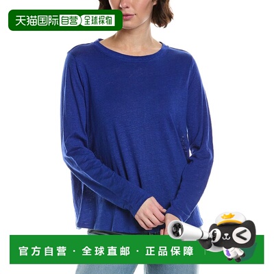 自营EILEEN FISHER Linen T-Shirt - navy 美国奥莱直发上衣女装