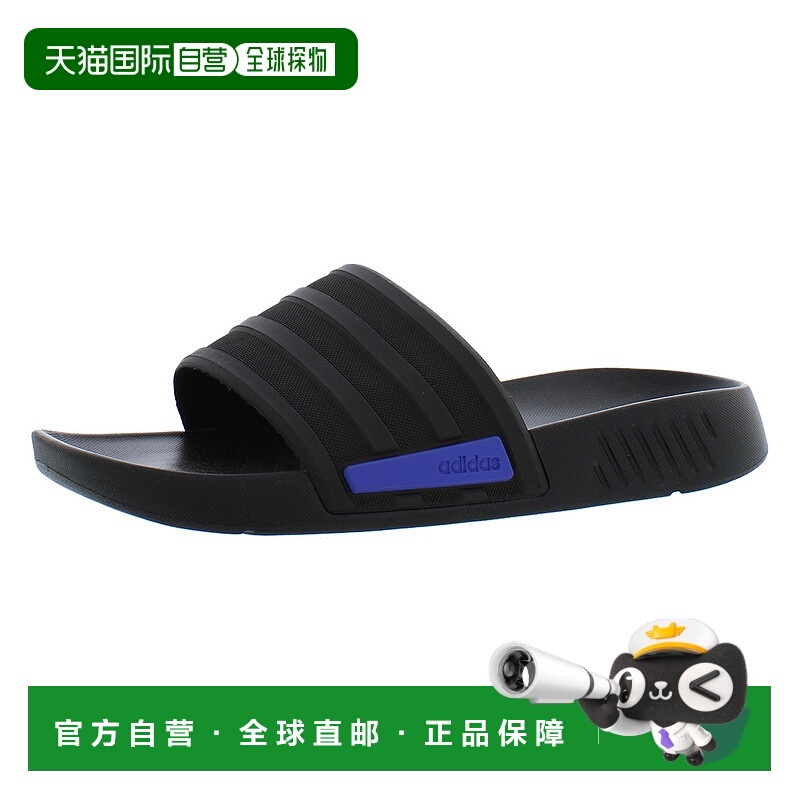 自营｜Adidas阿迪达斯男女同款拖鞋黑色条纹露趾舒适休闲轻便女鞋