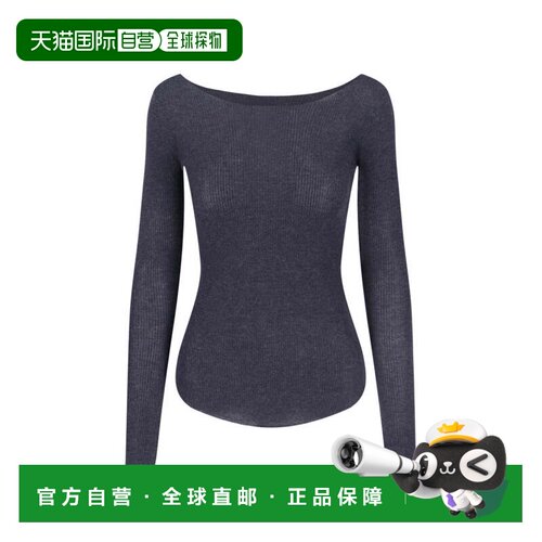 自营isabel marant羊绒真丝针织上衣-黑灰色 美国奥莱直发
