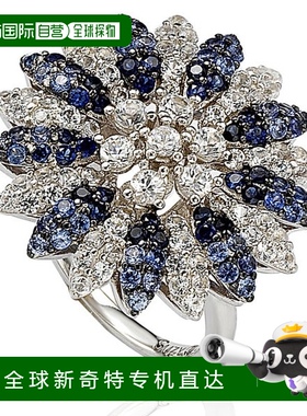 自营 纯银和 18K 金徽标戒指 Suzy Levian 蓝宝石和钻石 - 蓝色