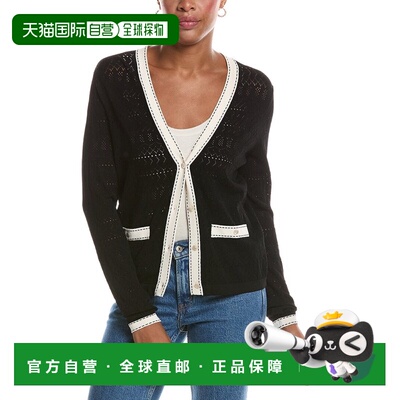 自营autumn cashmere秋季羊绒尖头v领开衫-黑色 美国奥莱直发