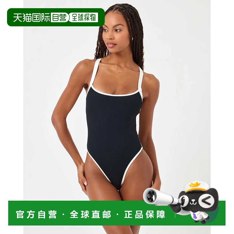 自营l spaceL*Space Swimsuit Women's  Black Stretch Ribbed Sc