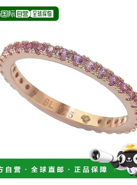 自营 Suzy Levian 玫瑰金纯银和粉色蓝宝石永恒戒指 - 粉红色 美