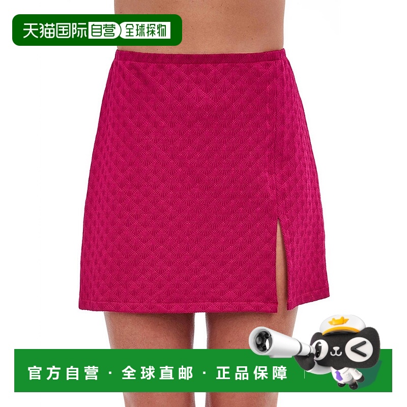 自营 gottex纹理罩衫迷你裙罩衫，开衩，Seas Shells 深樱桃色 -