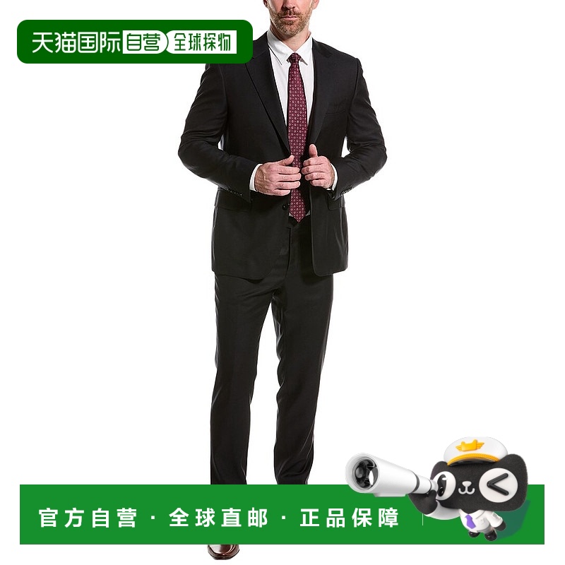 自营 Canali羊毛西装，平底长裤-黑色 美国奥莱直发男装