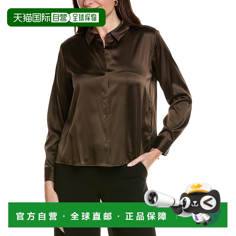 自营EILEEN FISHER Petite Charmeuse Classic Collar Silk-Blend