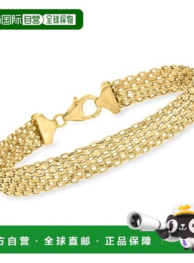 Ross-Simons 意大利 14kt 黄金 Bismark-Link 手链 - 8.5 英寸 【