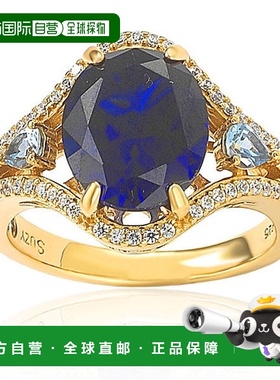 自营 Suzy Levian 镀金纯银蓝宝石戒指 - 蓝色 美国奥莱直发