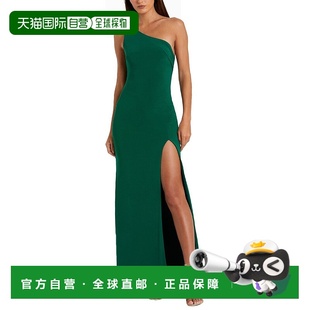 连衣裙长裙美国奥莱直发 绿色 自营Mac Duggal单肩褶皱后礼服