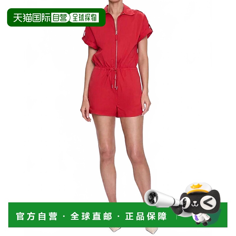 自营pistolaMeg Short Sleeve Romper In Ruby - ruby 美国奥莱直