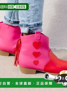 自营 yosi samra达拉斯西部小姐粉红色和红心靴-儿童-粉红色/红色