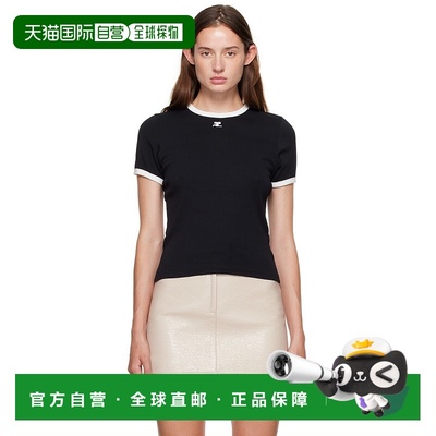 1h可退 香港直邮潮奢 Courreges 女士 黑色 Signature Contrast T