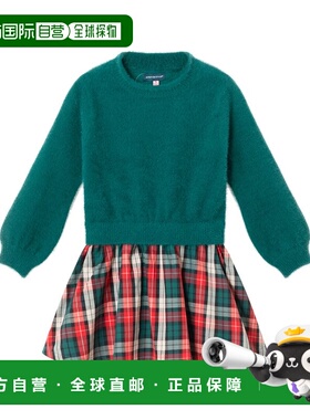 自营Andy & Evan Chenille/Plaid Flannel 2Fer Dress - green 美