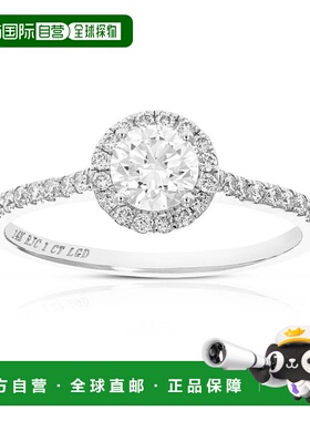 自营vir jewels1 克拉女式婚礼订婚戒指，14K 白金圆形实验室种植