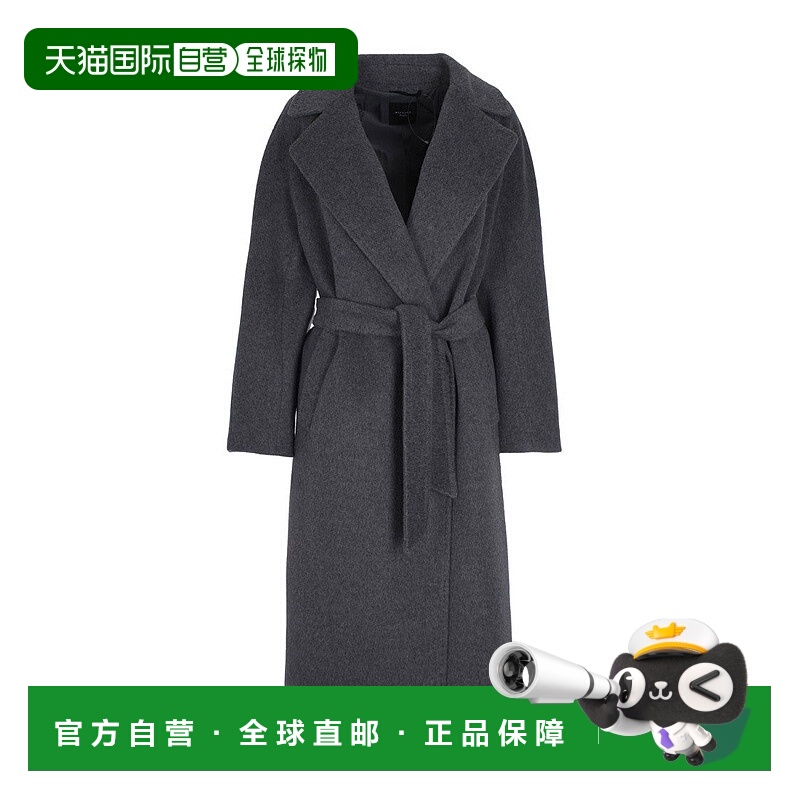自营max maraMedium Grey Long Wool And Alpaca Coat - grey 美