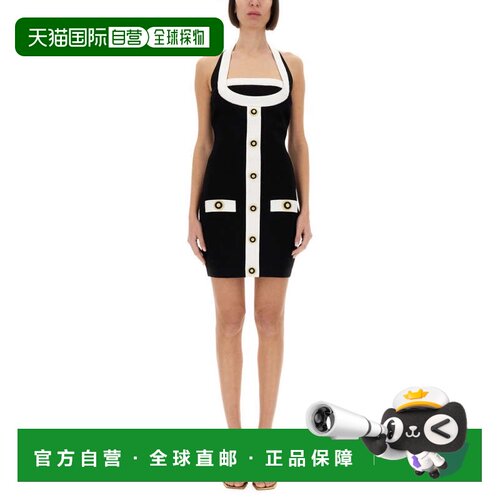 自营balmainTwo-Tone Dress With Open Back - black 美国奥莱直