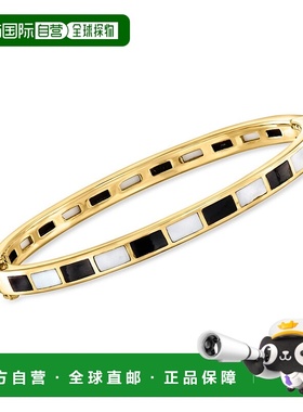 自营Ross-Simons Onyx and Opal Bangle Bracelet in 18kt Gold O