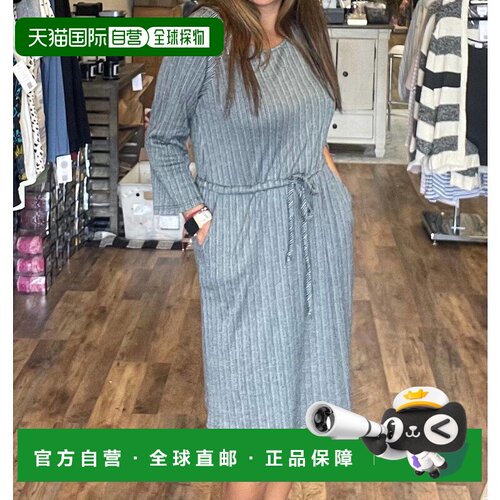 自营 gilli蓝色条纹圆领连衣裙 - 蓝色 美国奥莱直发