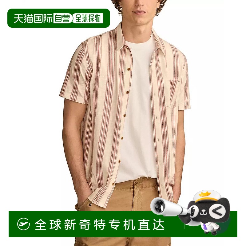 1h可退 【美国直邮】lucky brand 男士 衬衫亚麻短袖条纹