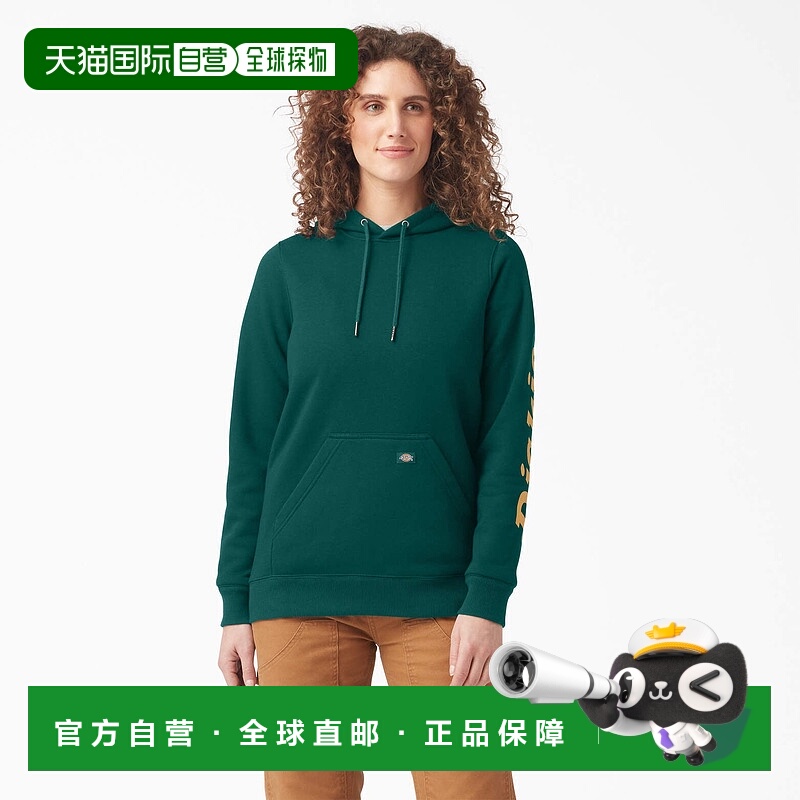 自营Dickies Women's Heavyweight Logo Sleeve Hoodie - forest