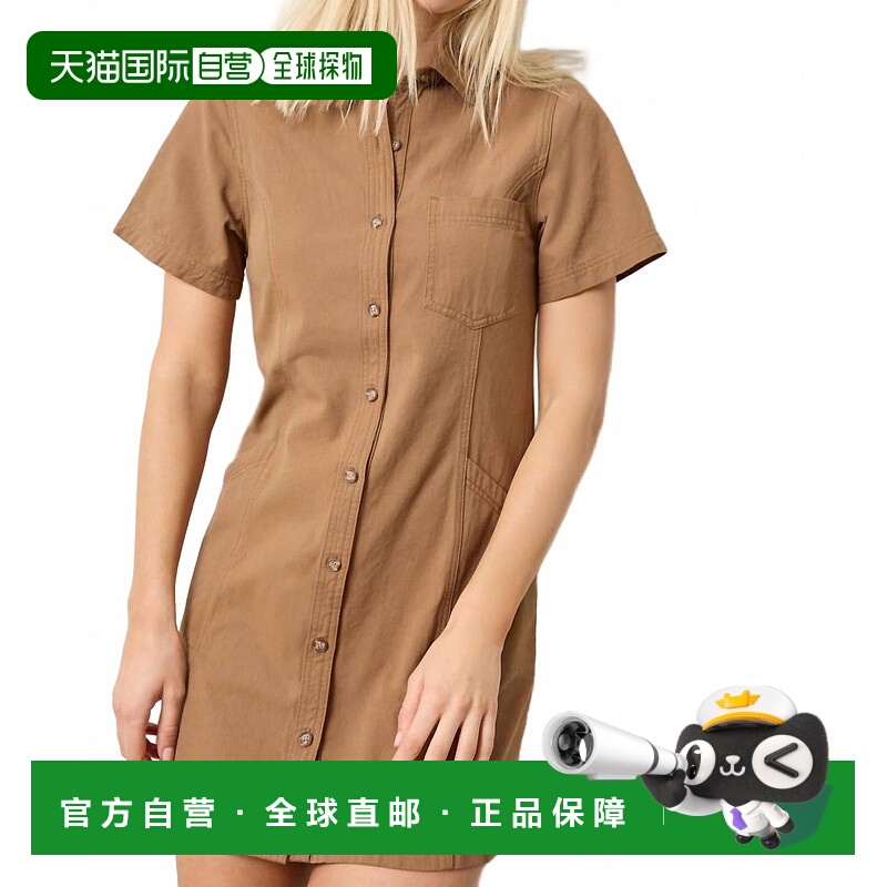 自营lilla pTwill Paneled Shirt Dress In Pecan - pecan 美国奥