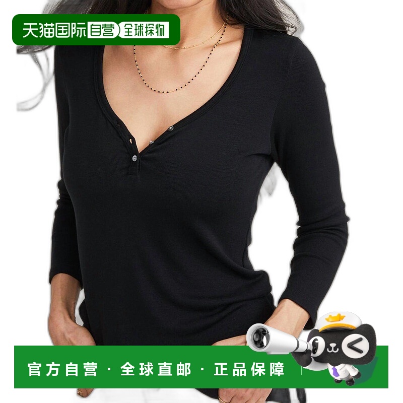 自营hatch黑色罗纹​​哺乳亨利衫 - 黑色 美国奥莱直发