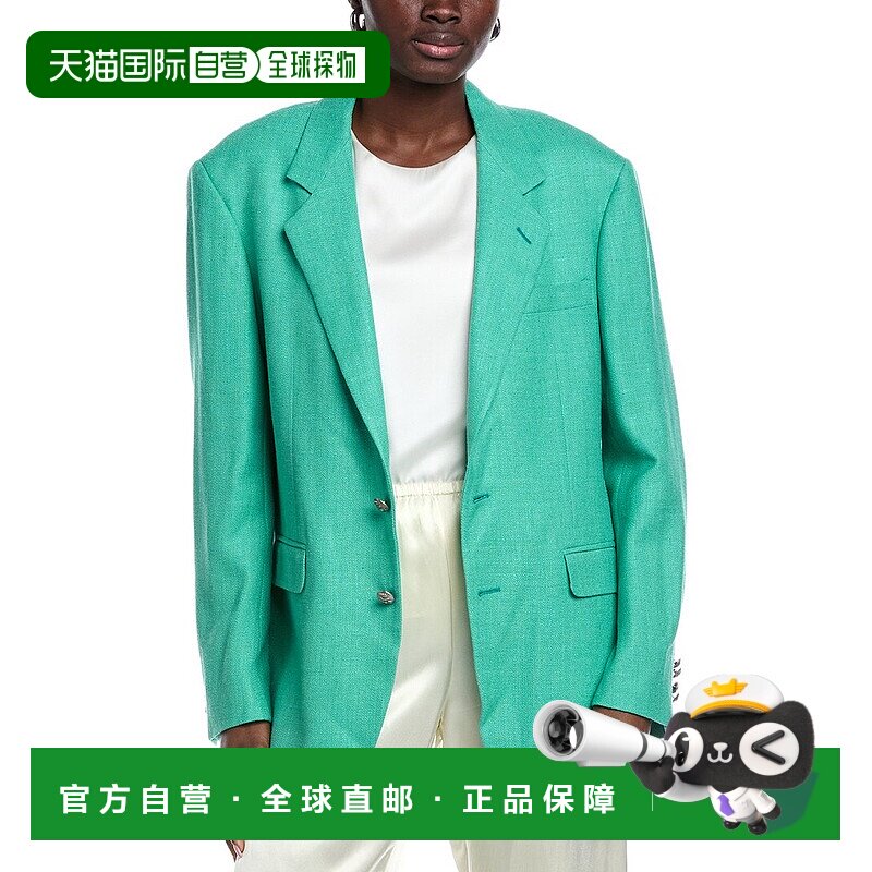 自营Etro Wool, Silk & Linen-Blend Blazer - green 美国奥莱直