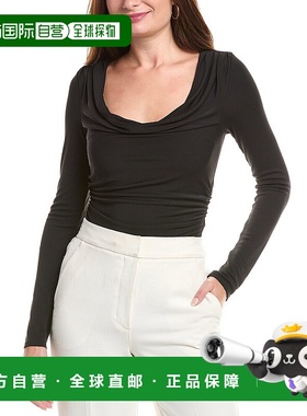 自营 cinq a sept五到七件Cherise上衣-黑色 美国奥莱直发长袖