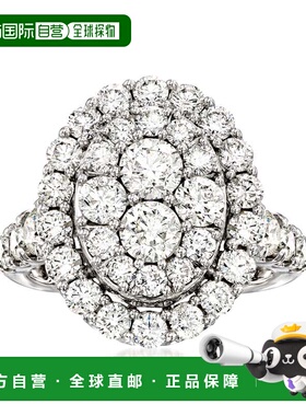 自营Ross-Simons 14 克拉白金簇状钻石椭圆形戒指 - 白色 美国奥