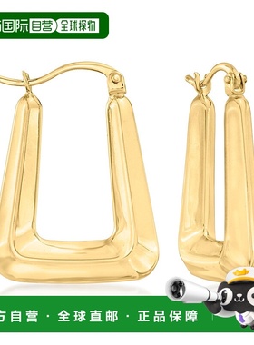 自营 Ross-Simons 14kt 黄金方形圈形耳环 - 黄色 美国奥莱直发