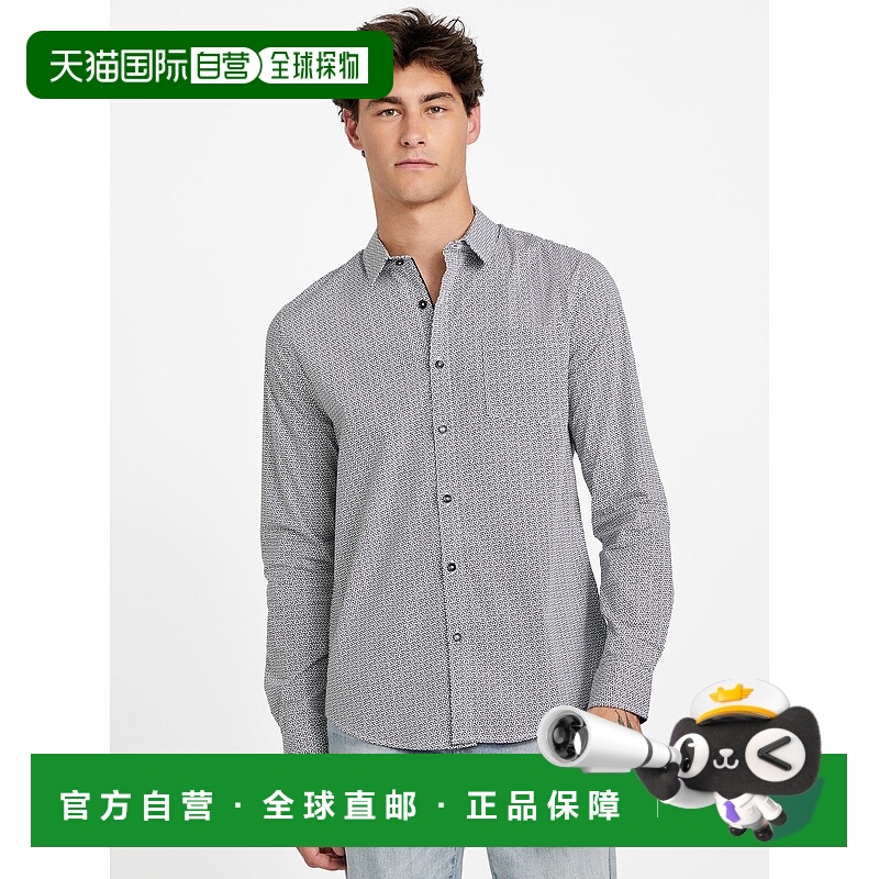 自营guessTroy Geometric Poplin Shirt - black 美国奥莱直发