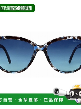 自营 Suzy Levian 女士蓝色玳瑁色方形镜片太阳镜 - 蓝色 美国奥