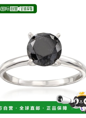 自营 Ross-Simons 14 克拉白金黑钻单石戒指 - 白色 美国奥莱直发