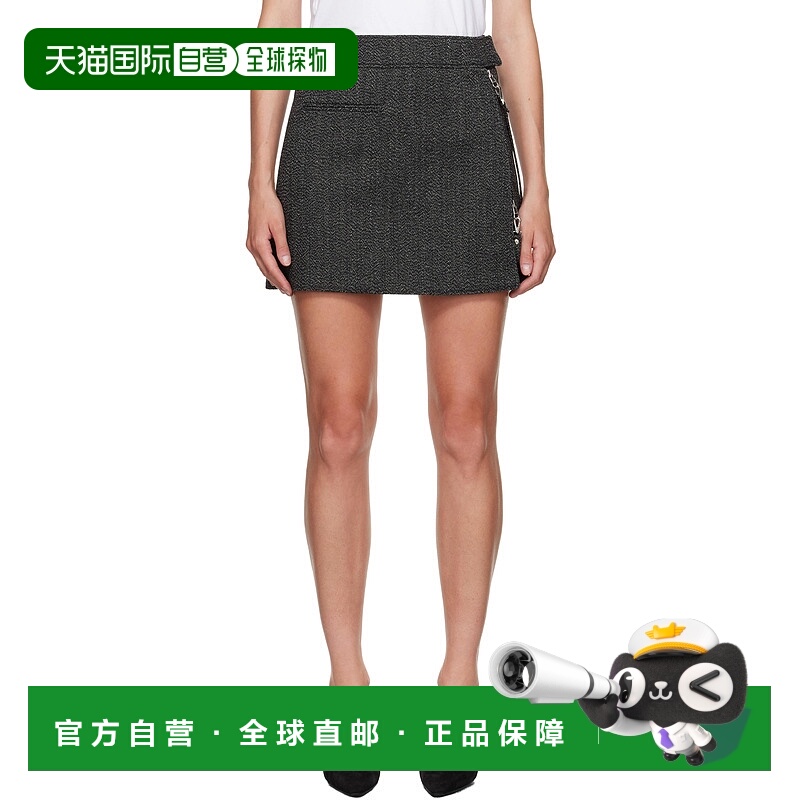 1h可退 香港直邮潮奢 Courreges 女士 黑色 Zipped Caviar 短裙 3