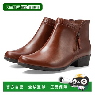 美国直邮Rockport 女士乐步靴子进口皮鞋真皮休闲拉链鞋垫短靴