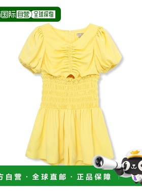 自营Habitual Smocked Puff Sleeve Romper - yellow 美国奥莱直
