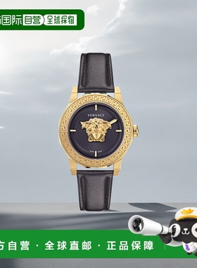 自营versaceMedusa Deco 皮革手表 - 黑色/金色/黑色 新款 美国奥