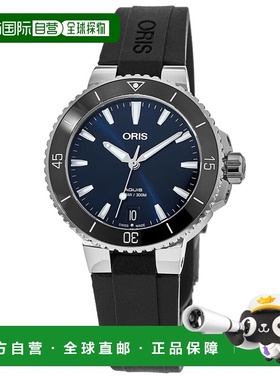 自营 Oris Aquis 日期蓝色表盘黑色橡胶表带女士手表 01 733 7731