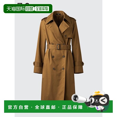 自营 日潮跑腿UNIQLO优衣库 商务休闲风衣 34 BROWN WOMEN XS 474