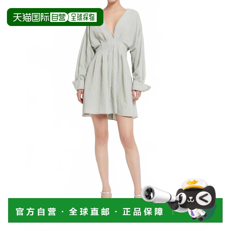 自营ottod'ame薄荷色带纽扣的粘胶纤维短裙 美国奥莱直发