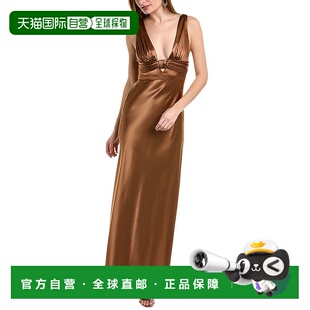 自营issue New York Pleated Bow Bodice Gown - mocha 美国奥莱