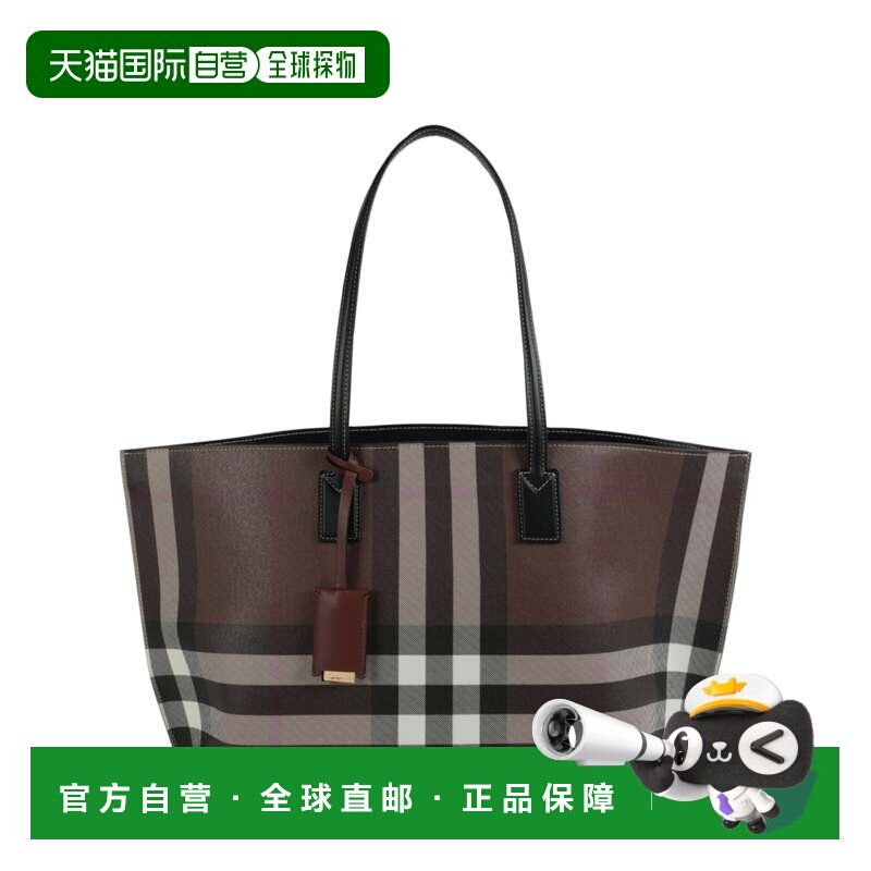 自营burberry中号格子手提包-棕色 美国奥莱直发